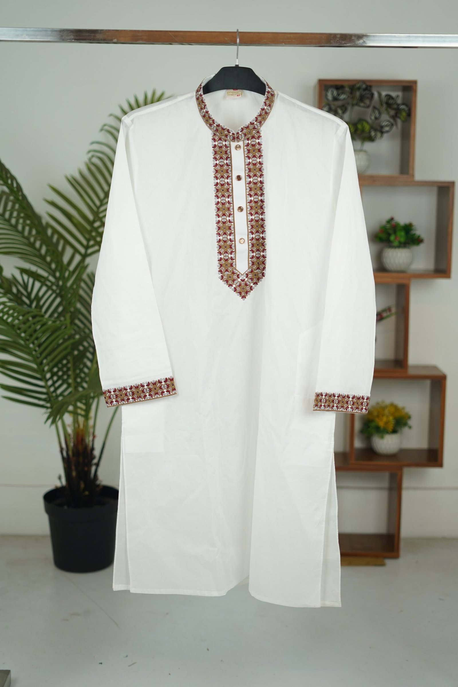 Fashion Bhai Pure Suti White Embroidered Premium Punjabi - Image 2